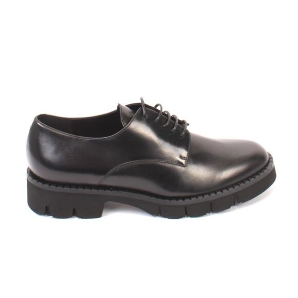 Luca Grossi 038a Black Leather Platform Lace-Up Loafers Shoes - Picture 3 of 8